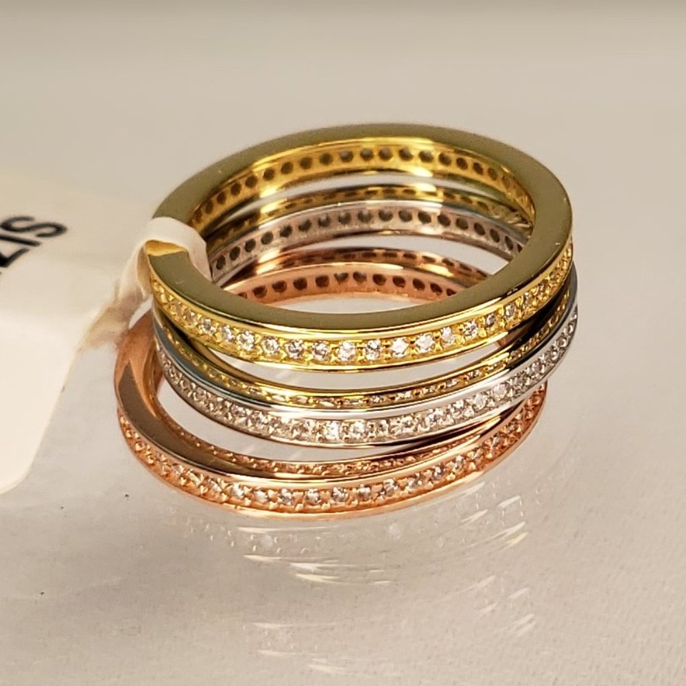 3 PCS 18K Gold Plated Sterling Silver Stackable Rings